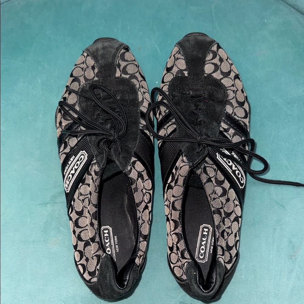 Coach Women's Black and Cream Patterned Sneakers